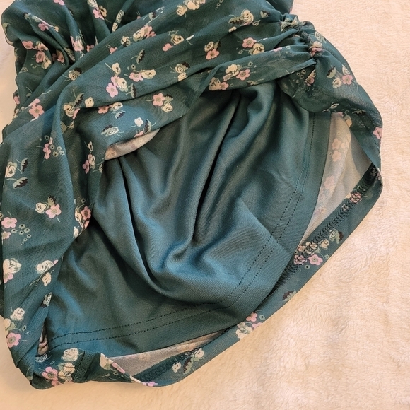 Nordstrom BP Dress Green Floral Runched Bodycon Mini Women's Size S - Picture 16 of 16